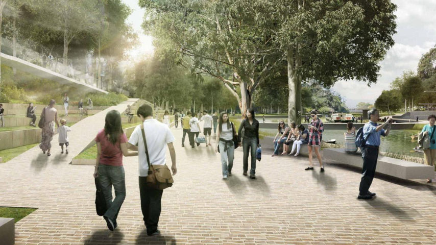 Concept  render looking east toward Charles St Square