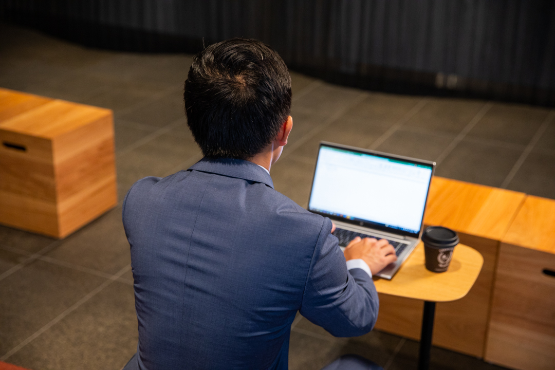 man working on computer