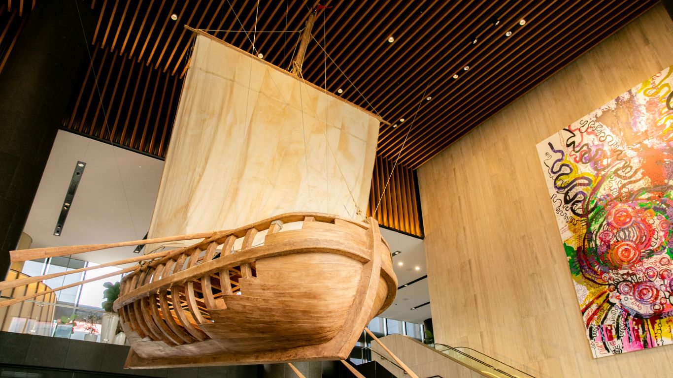 Sculpture within a building at Parramatta Square