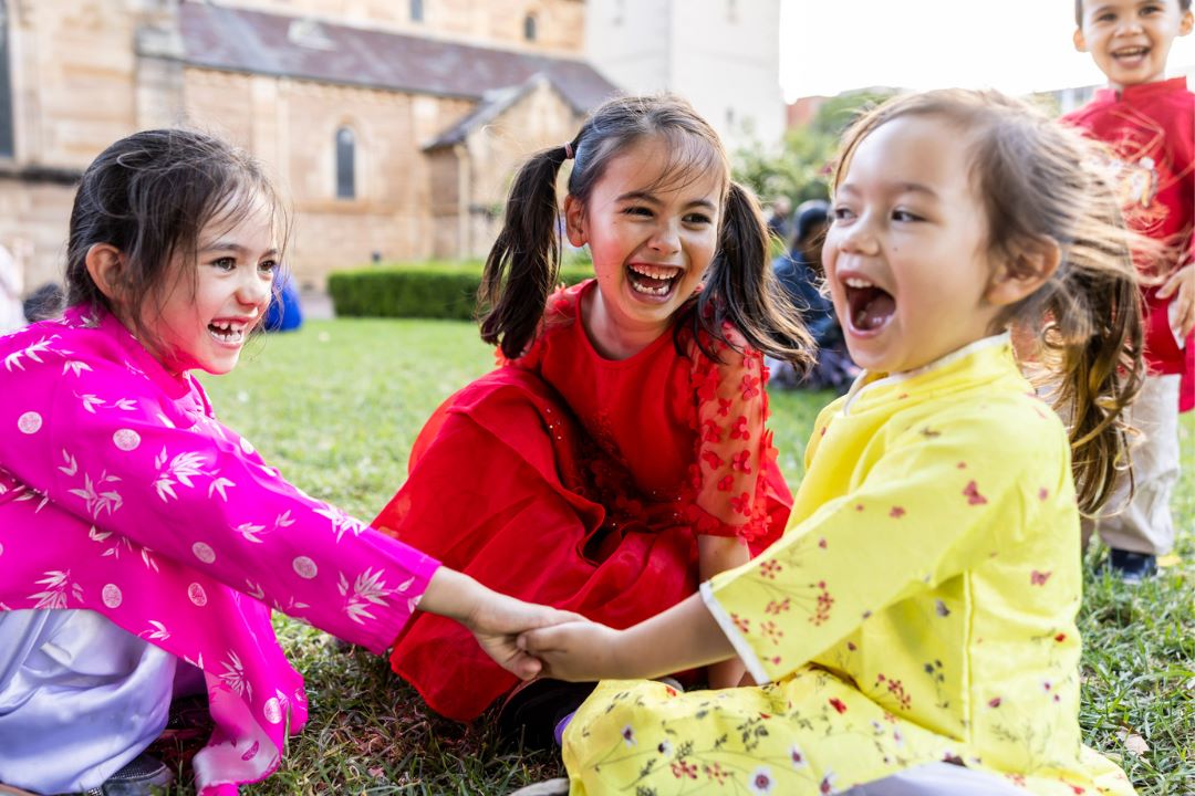 Girls sitting in a circle