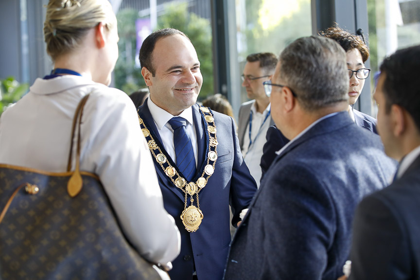 Lord Mayor talking to people