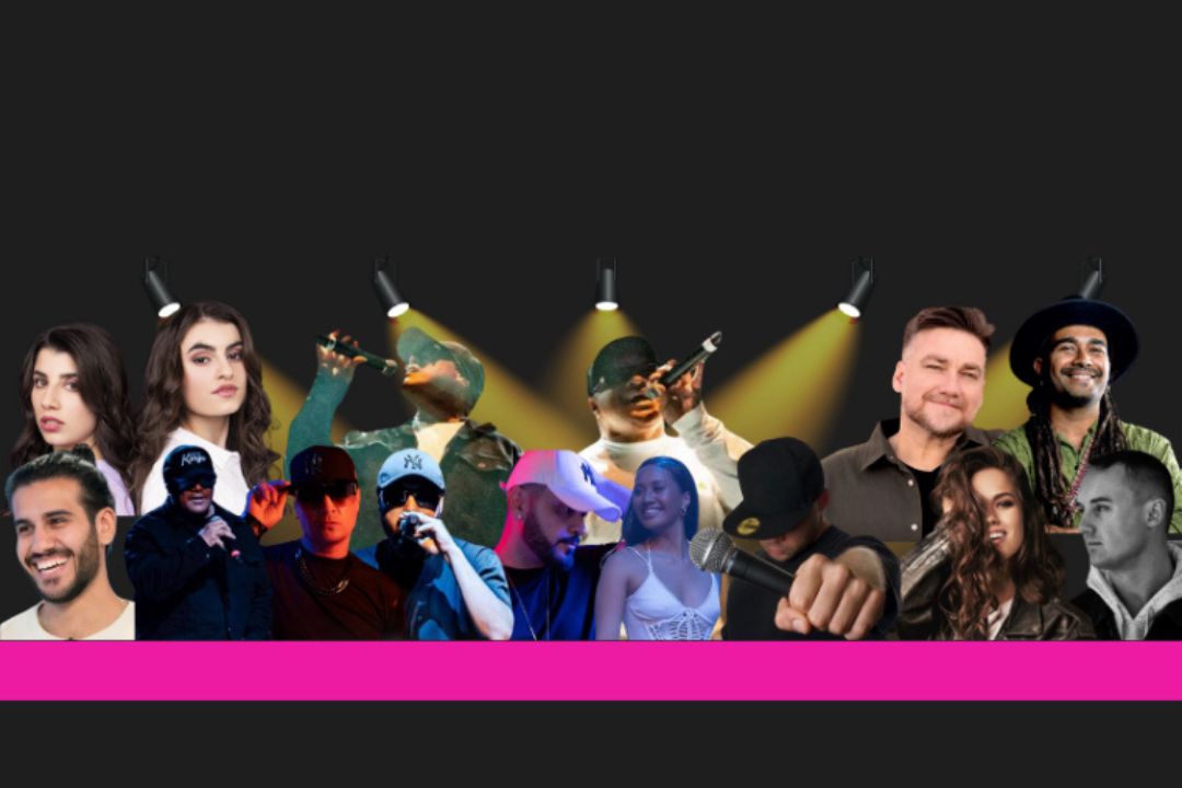 Cutouts of various men and women who are famous artists