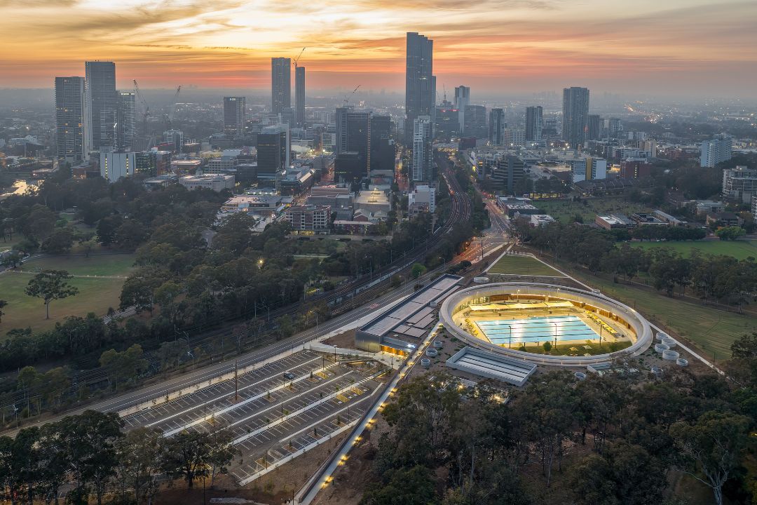 Parramatta Aquatic pool in the evening