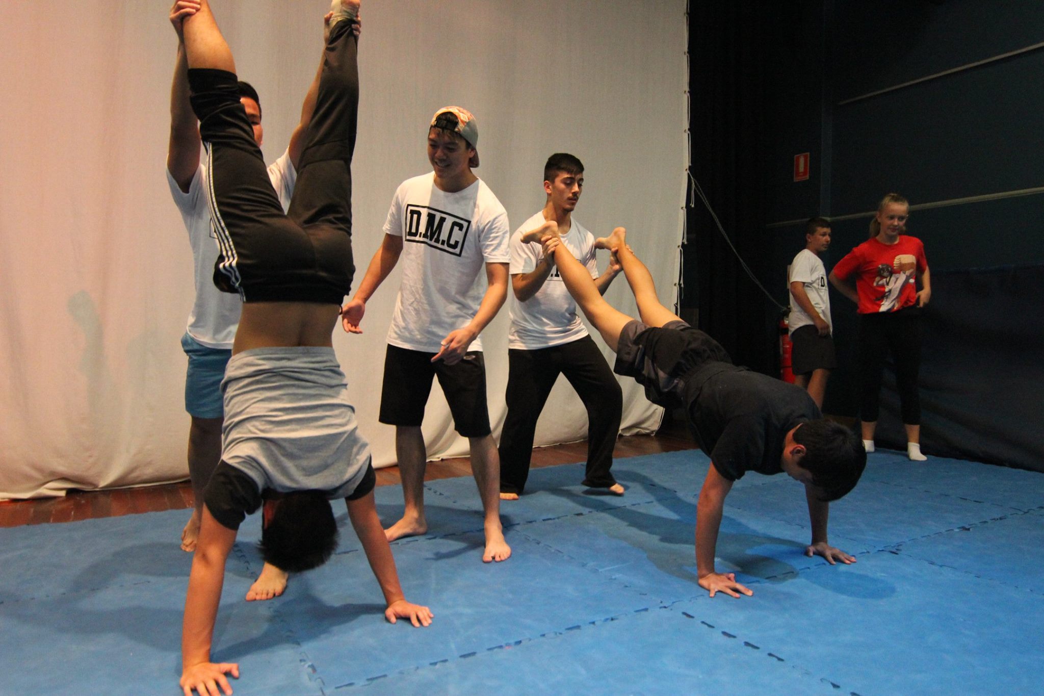 Boy doing handstand