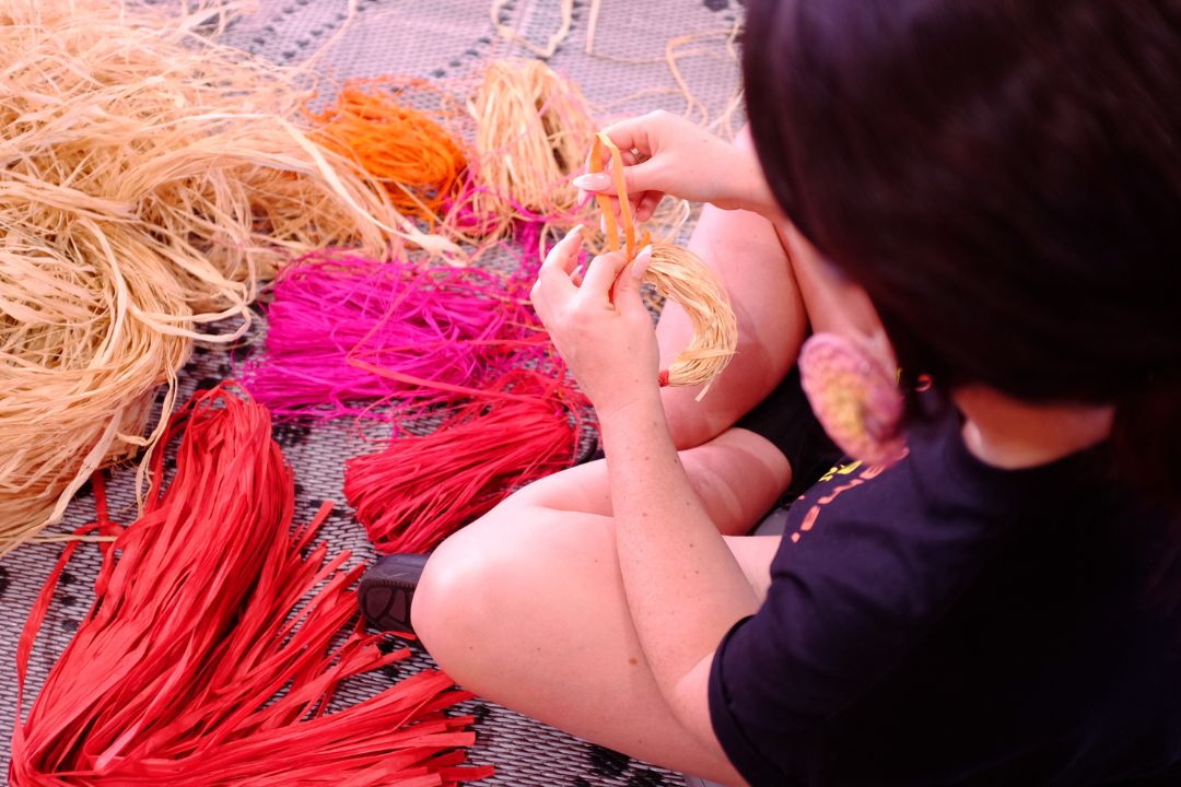 Bright coloured weaving yarn