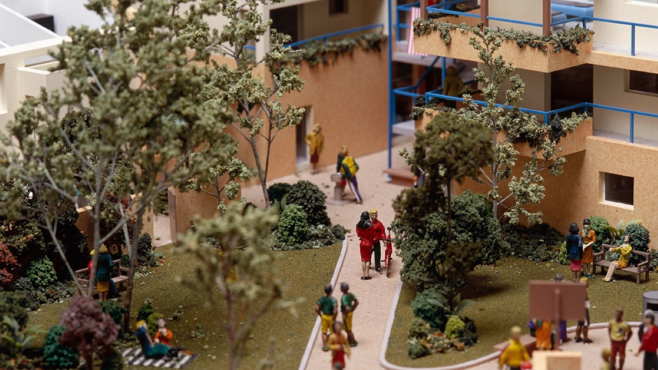 Architectural model of Athletes Village. Image_ Powerhouse Collection.
