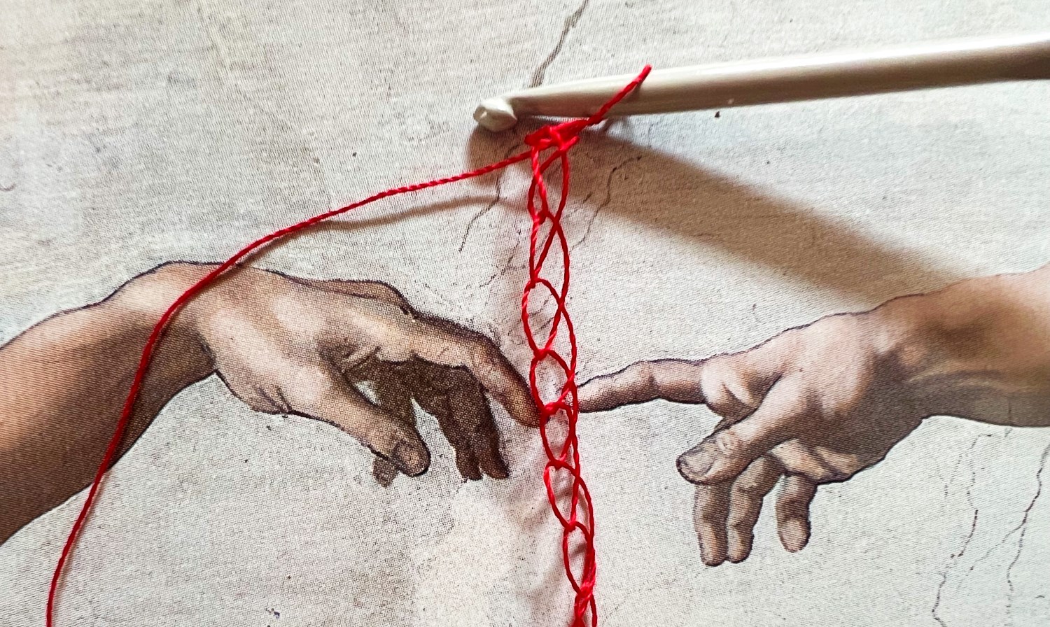 Artwork with crochet hook