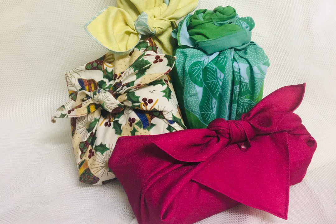 Presents wrapped in different colours of cloth