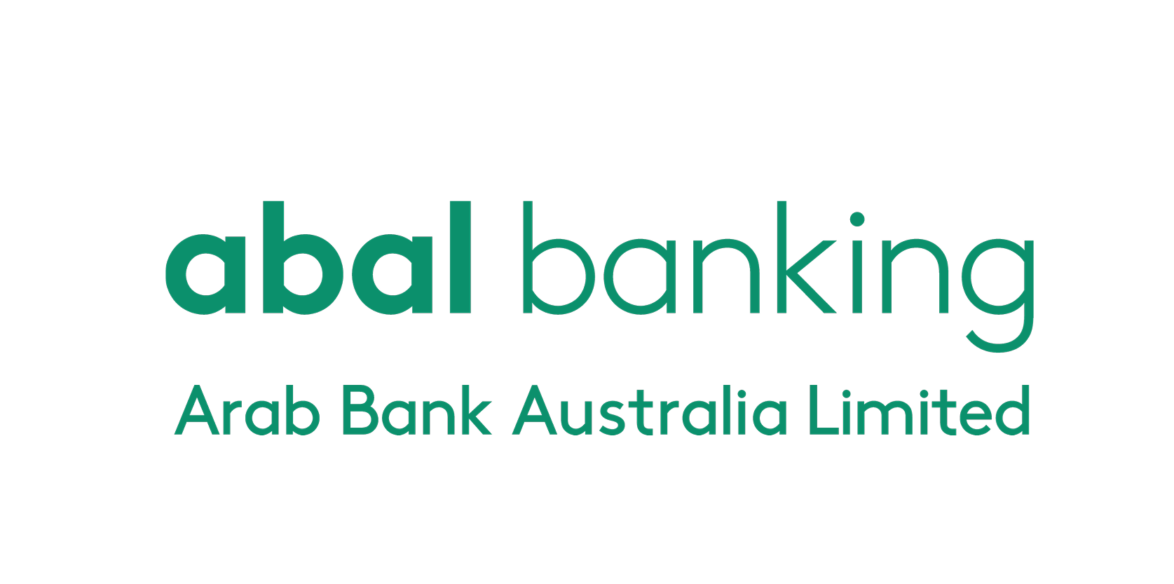 Logo reading “abal banking” in green, with “Arab Bank Australia Limited” beneath it on a clean white background; professional, trustworthy branding.