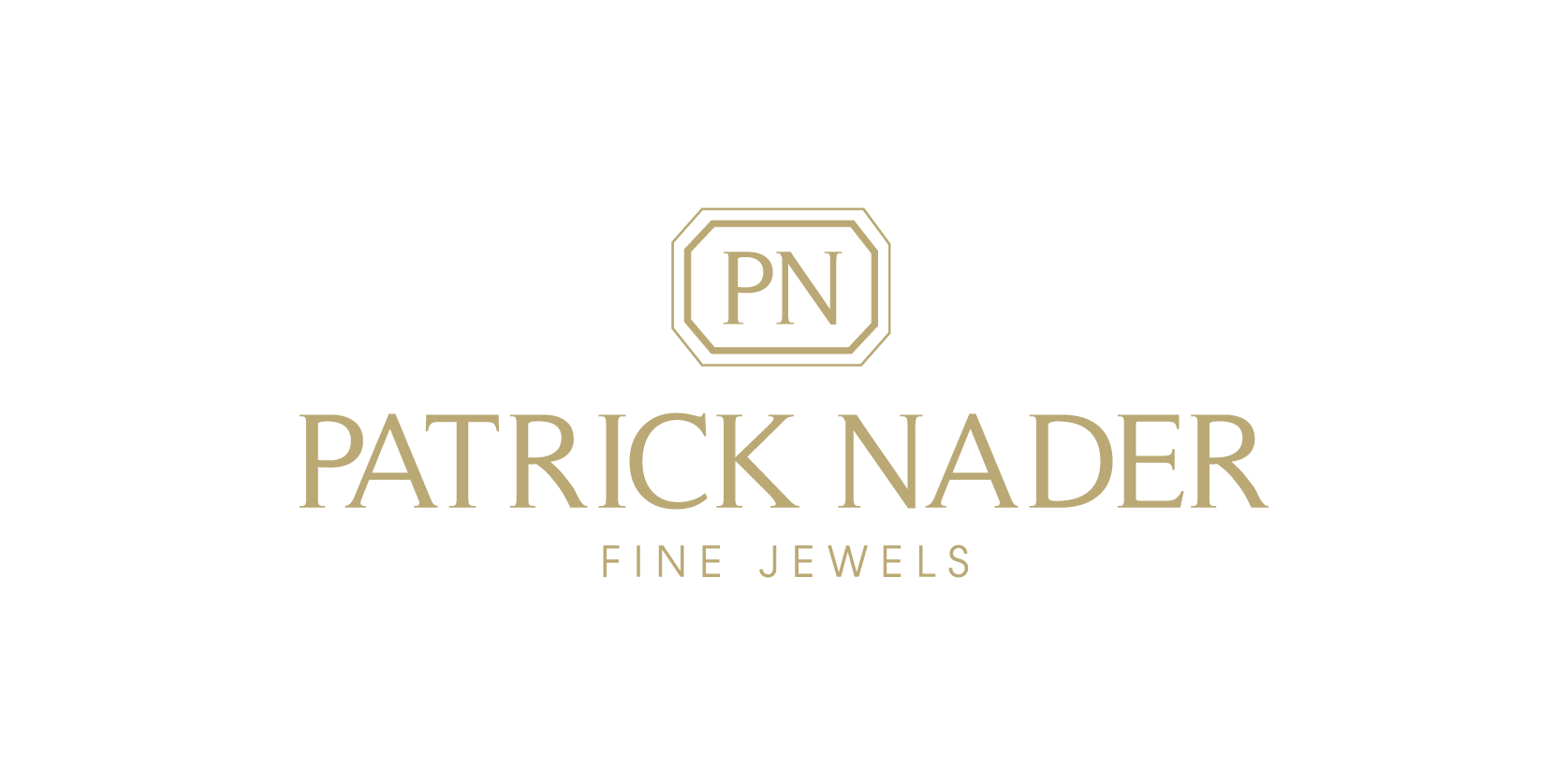 Gold “PN” emblem above “Patrick Nader Fine Jewels” in elegant serif lettering on white, conveying a refined, luxurious tone.