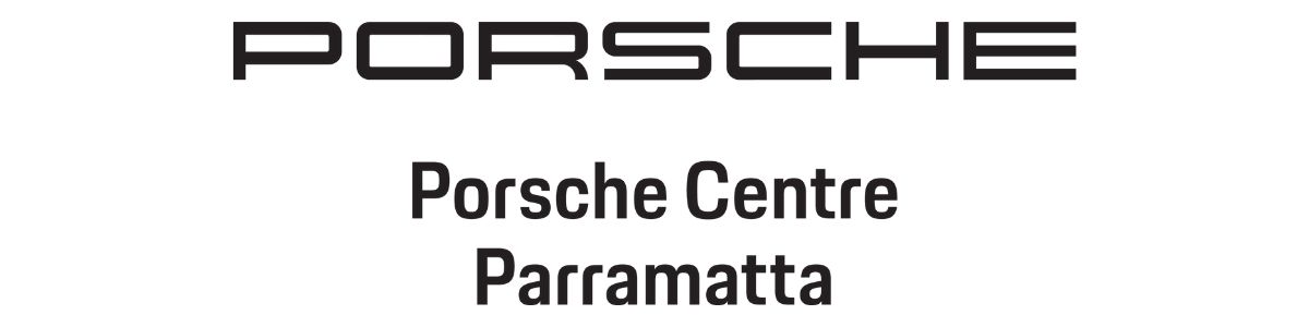 Porsche logo above bold text reading “Porsche Centre Parramatta” on a clean white background, presenting a professional dealership identity.