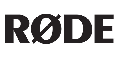Black text "RØDE" on a white background. The letter 'O' has a diagonal line through it, giving a modern and sleek appearance.