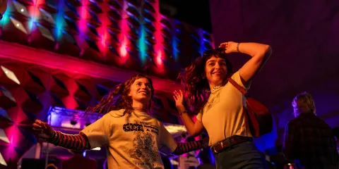 two girls dancing