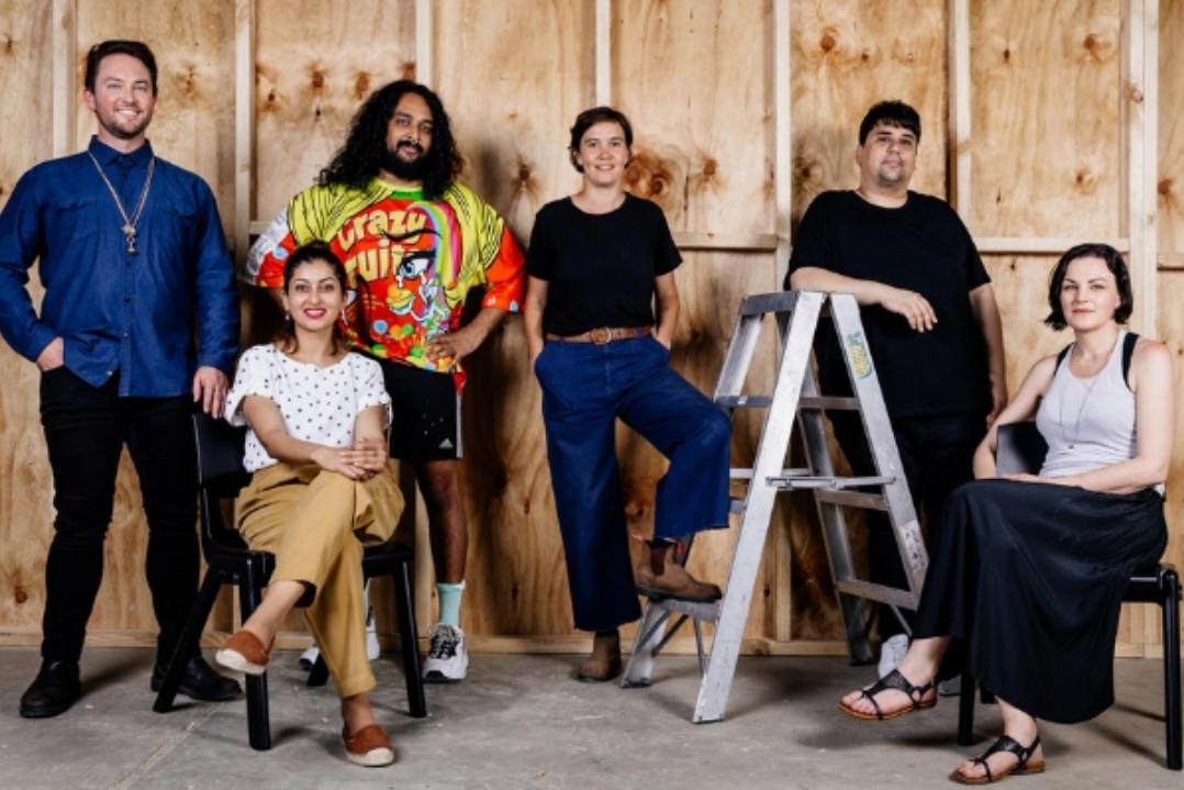 Image of a group of  6 resident artists taking up residence at the new Rydalmere Parramatta Artists Studios