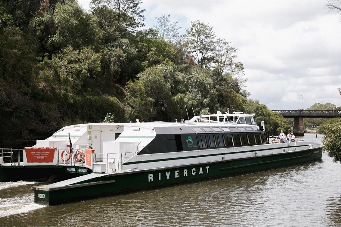 Parramatta river cat ferry gliding along the river