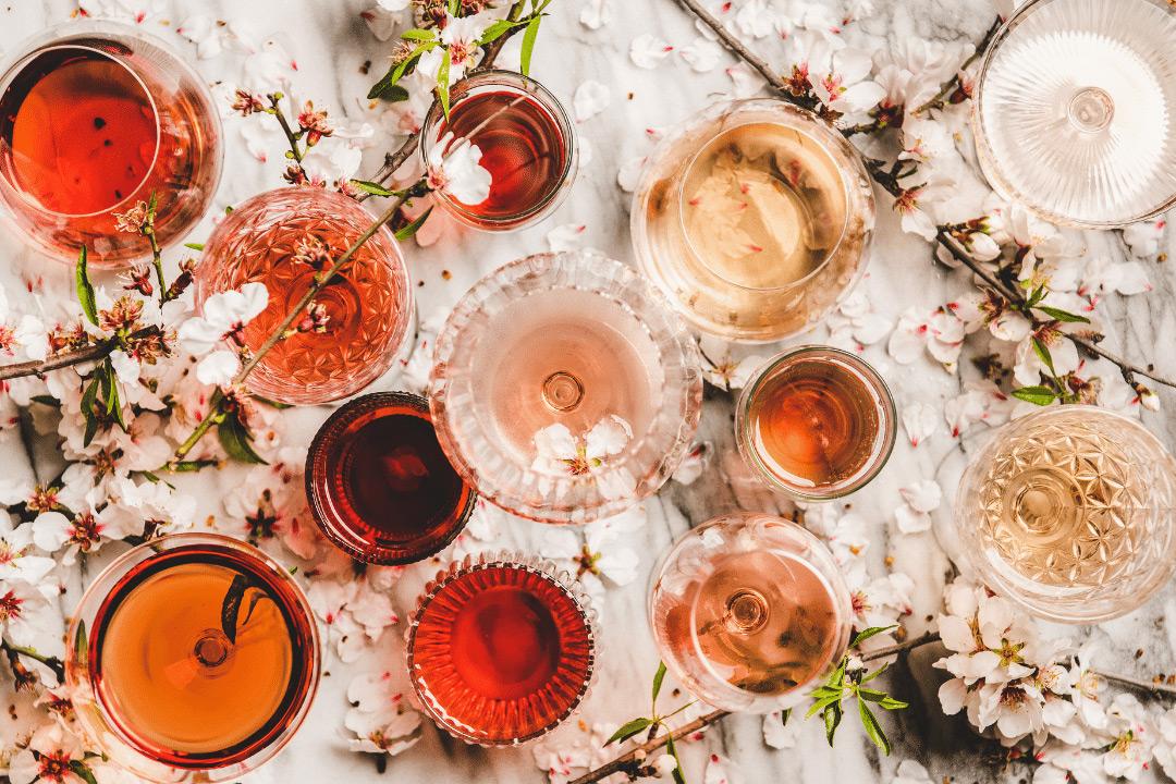 An assortment of rose wine