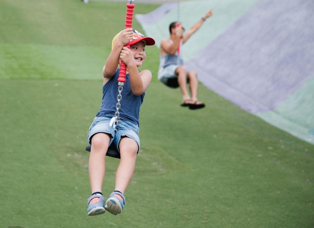 Child on flying fox