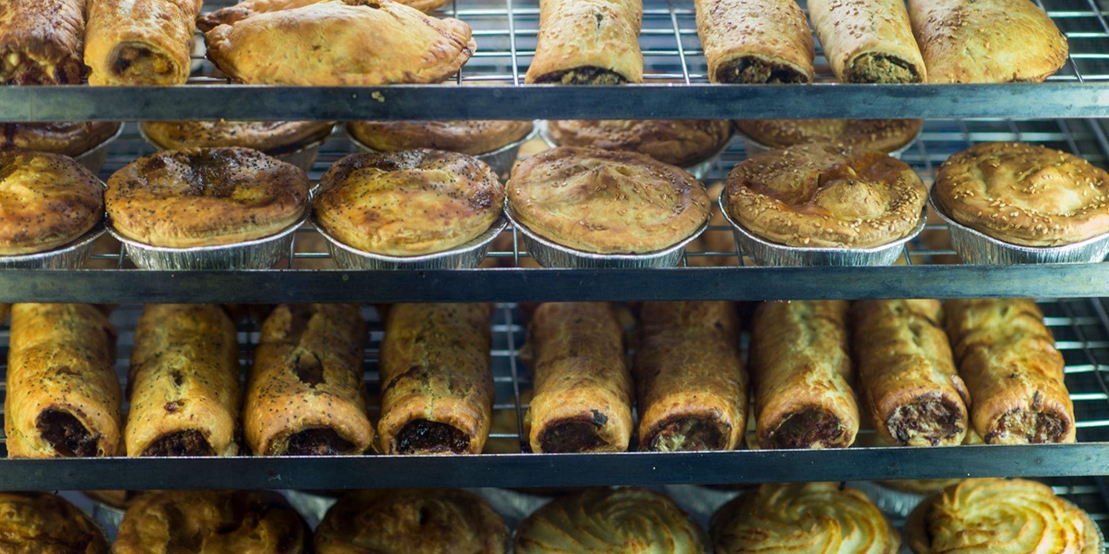 Sausage rolls and pies at Bourke Street Bakery
