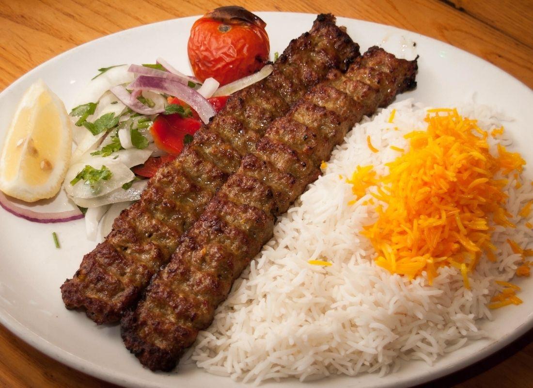 Persian kebabs and rice