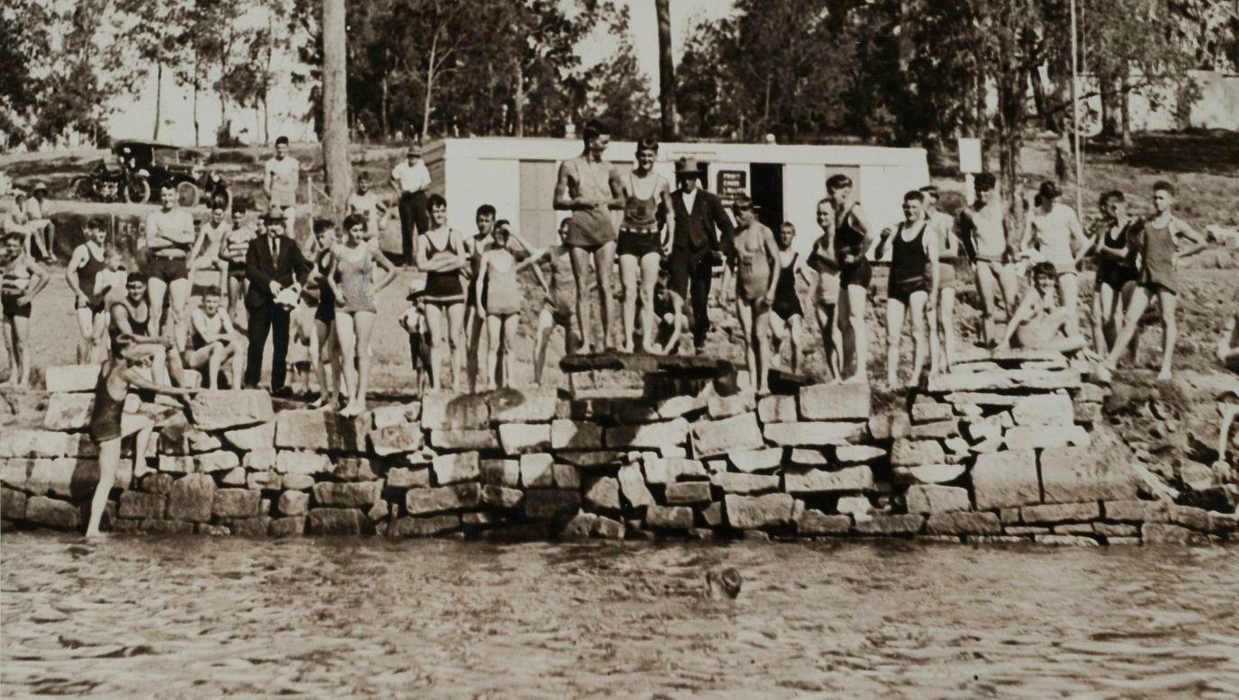 A black and white photo taken at Lake Parramatta