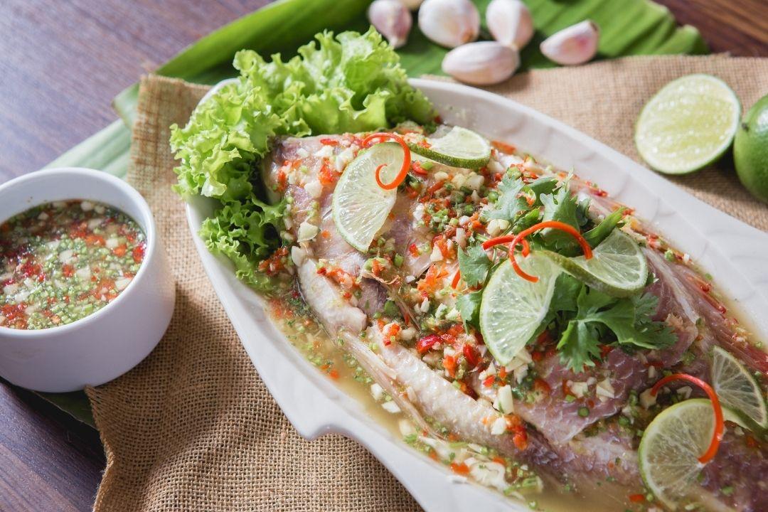 Thai steamed barramundi