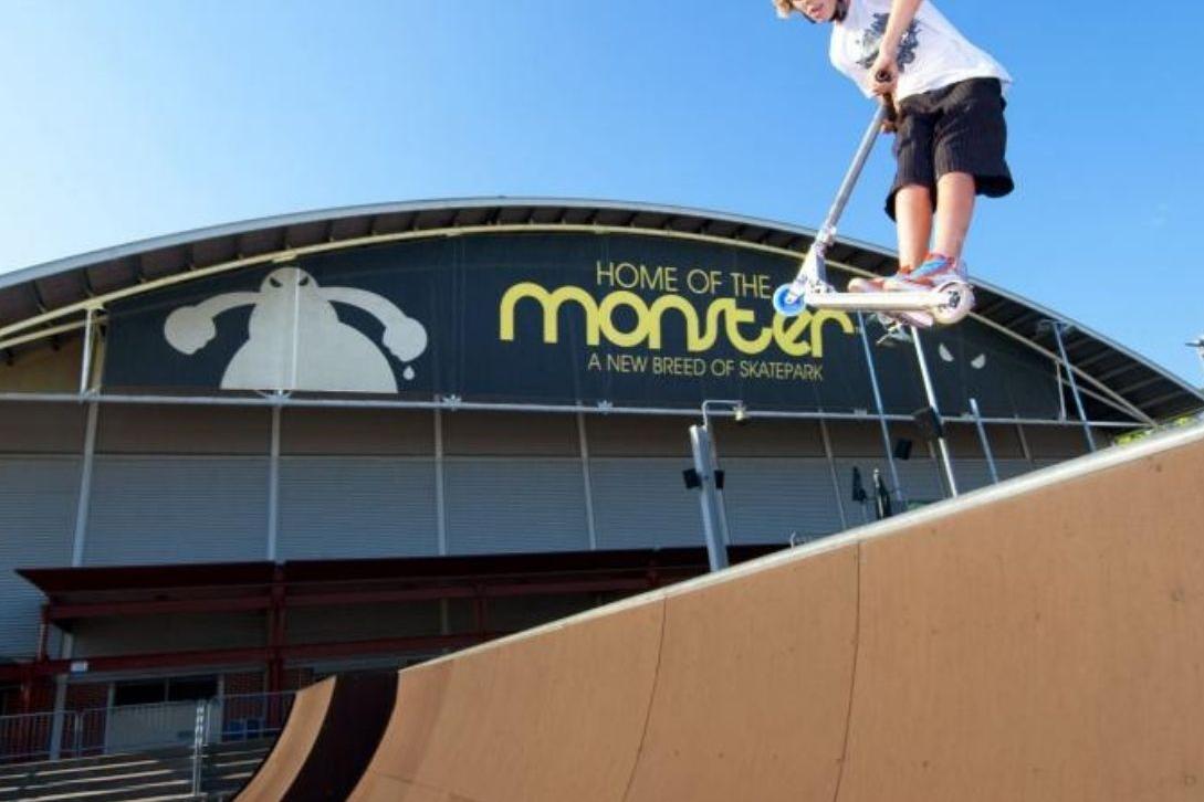 skateboarder at monster skatepark