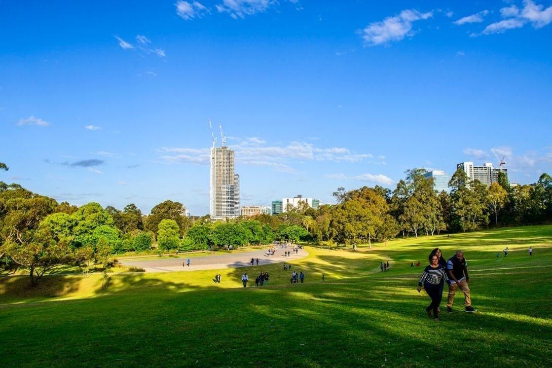 Parramatta park with city in the background