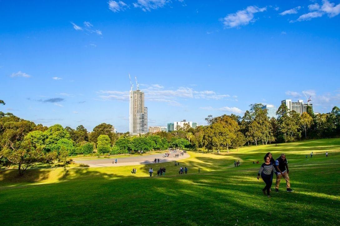 Parramatta park with city in the background
