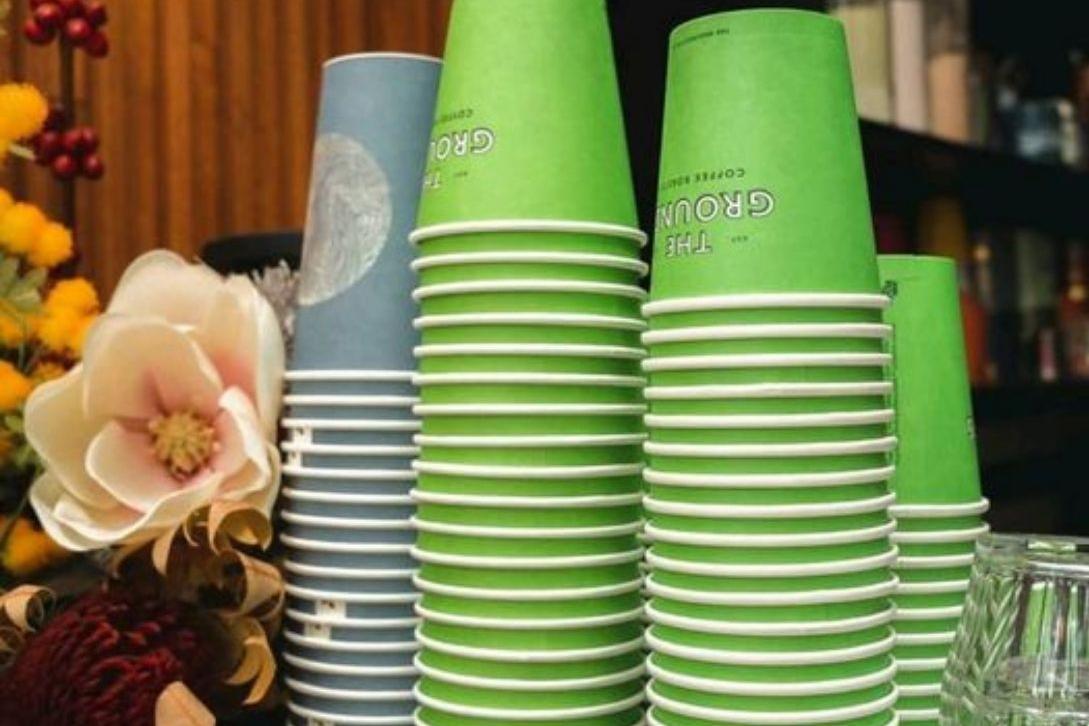 stacks of takeaway coffee cups