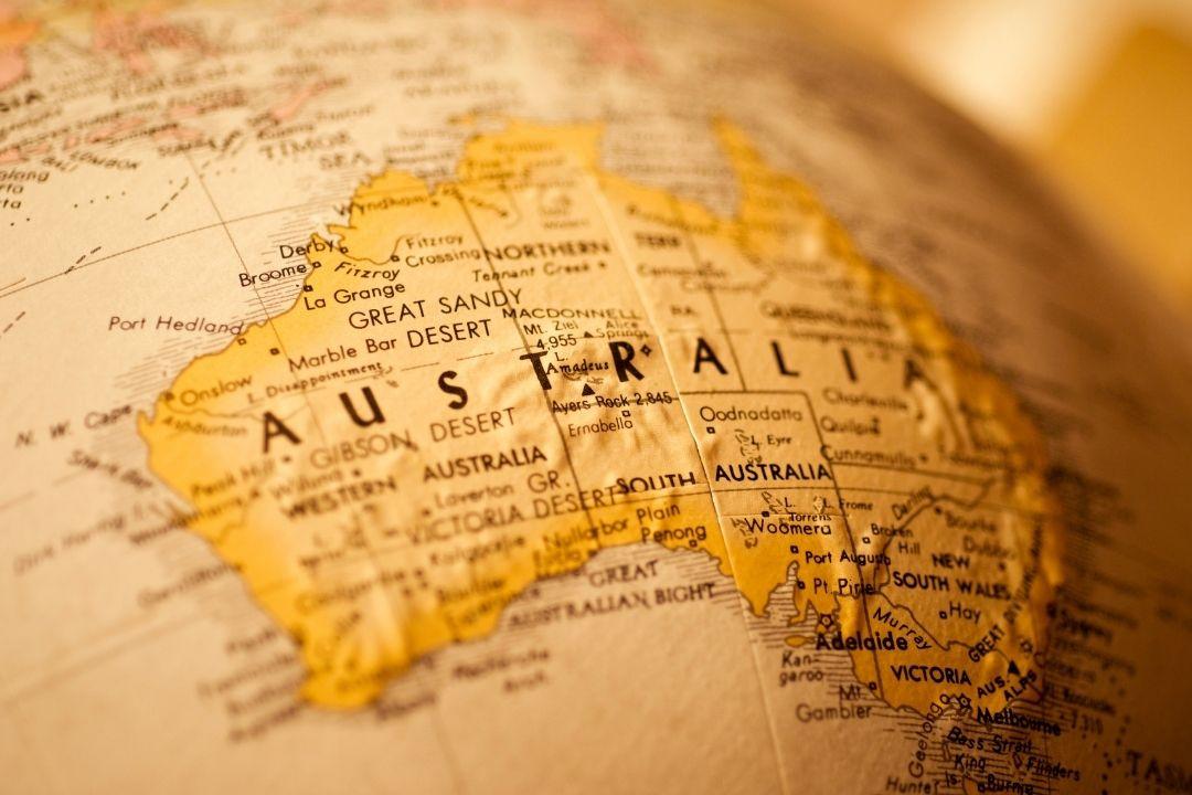 globe map showing australia