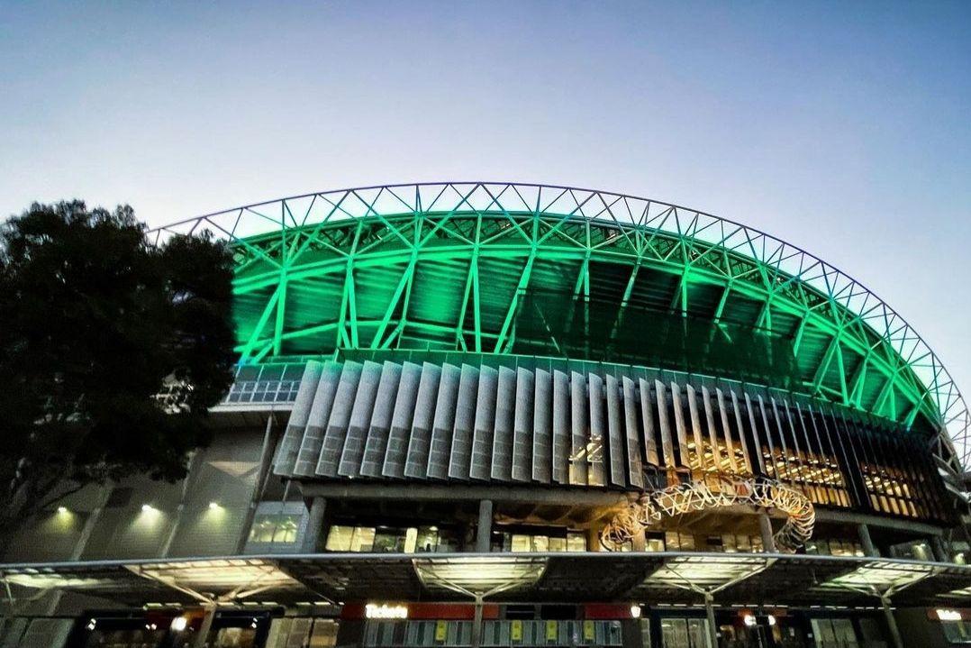 stadium australia lit up green
