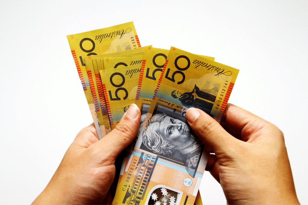 Crisp Australian fifty dollar bills.