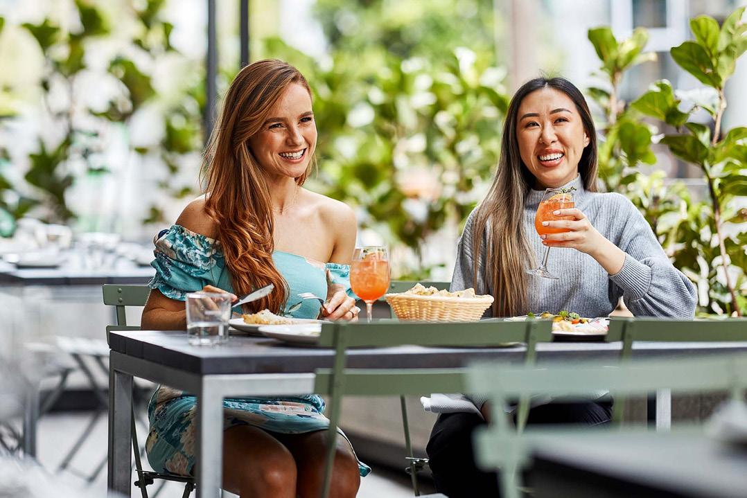 Two women enjoying brunch at a restaurant