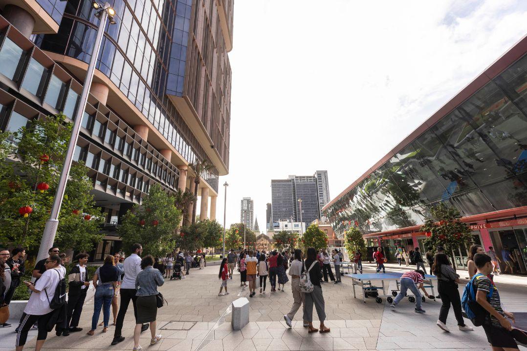 Parramatta Square, in front of PHIVE.