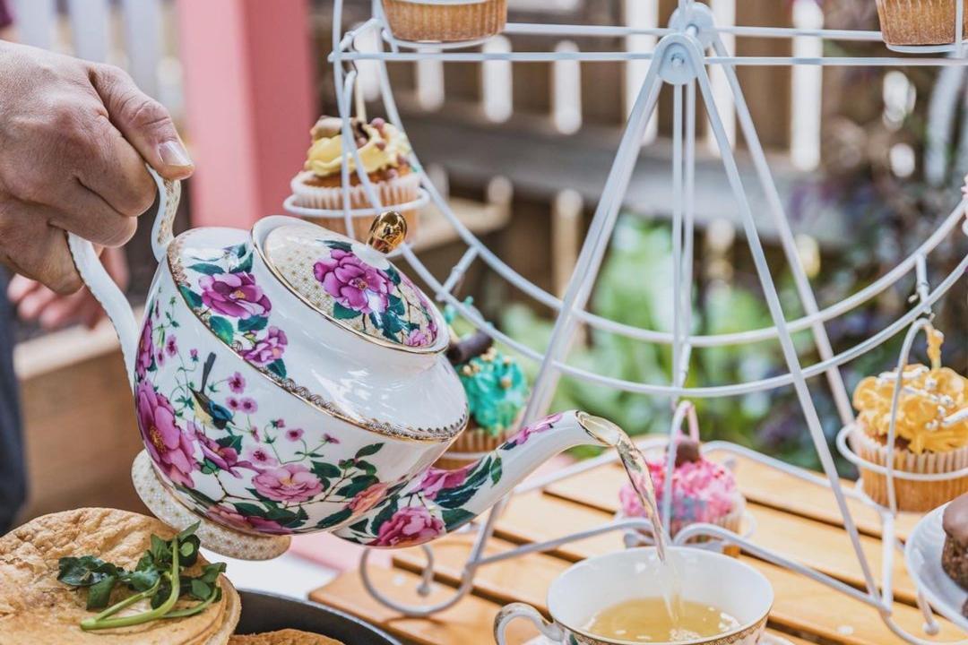 Selection of food and tea on a table
