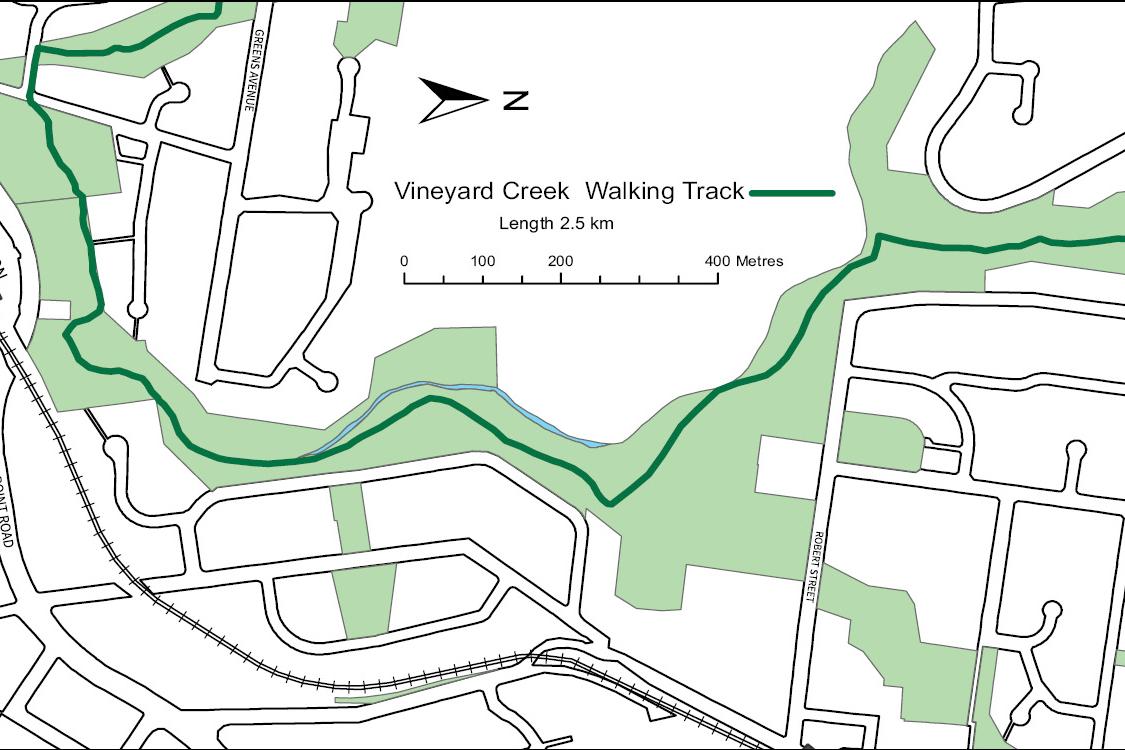 Map of Vineyard Creek Walking Loop