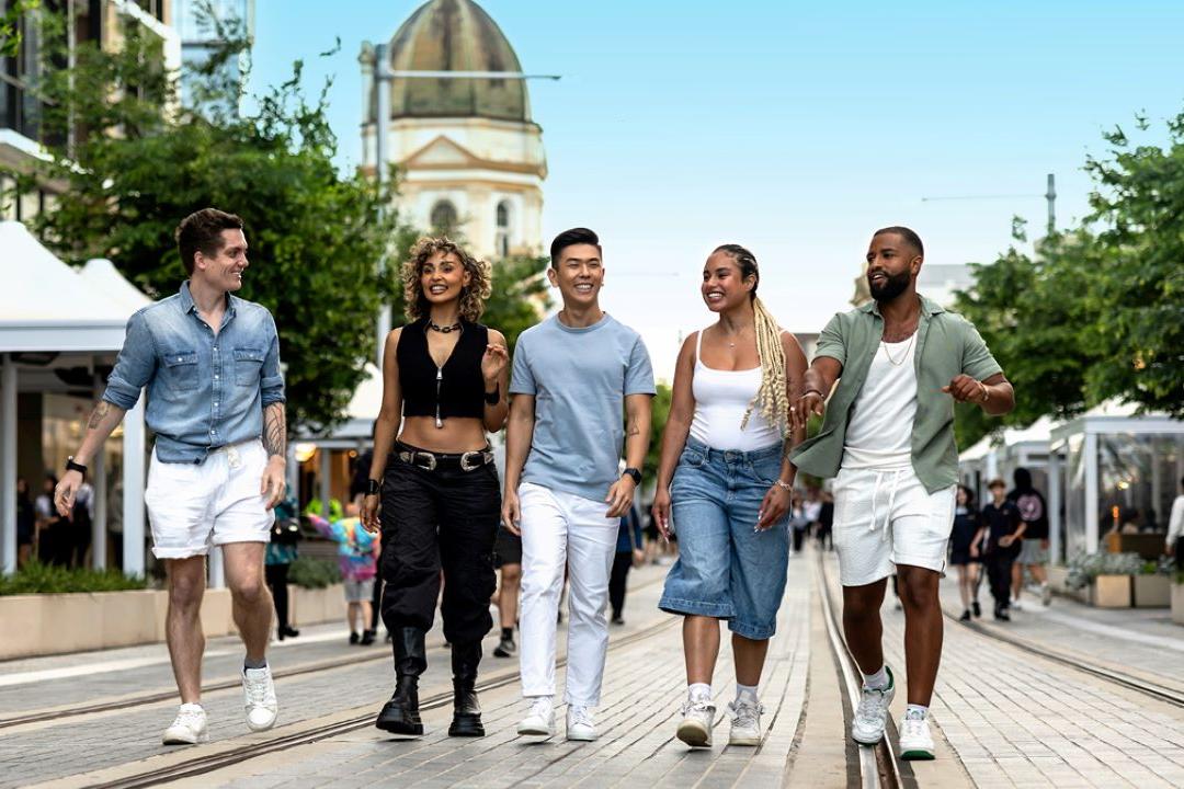 People walking down the street