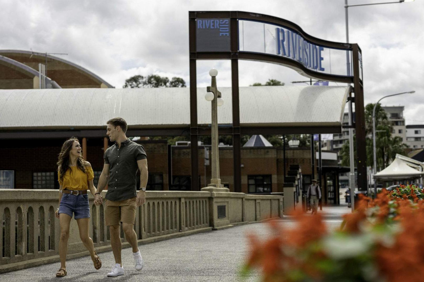 Riverside People walking past Riverside