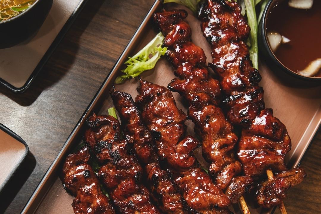 Sticks of meat kebabs