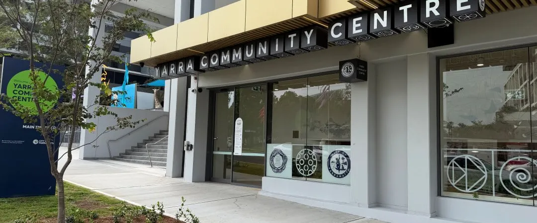Yarra Community Centre with a tree outside near the footpath