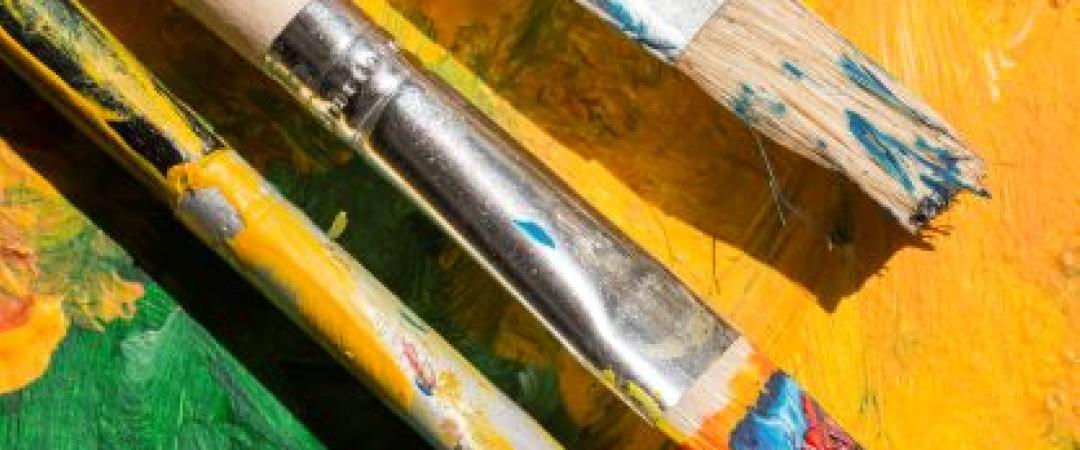 Paintbrushes on a canvas
