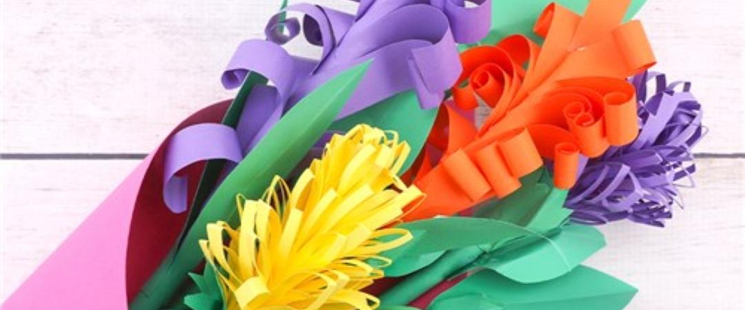 Bouquet of flowers made out of coloured paper