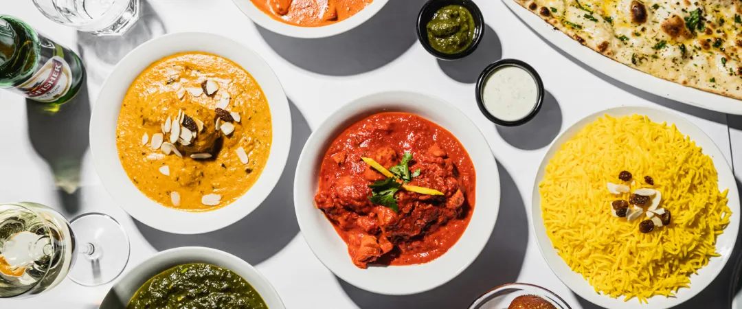 Ginger Indian Food in White Dishes