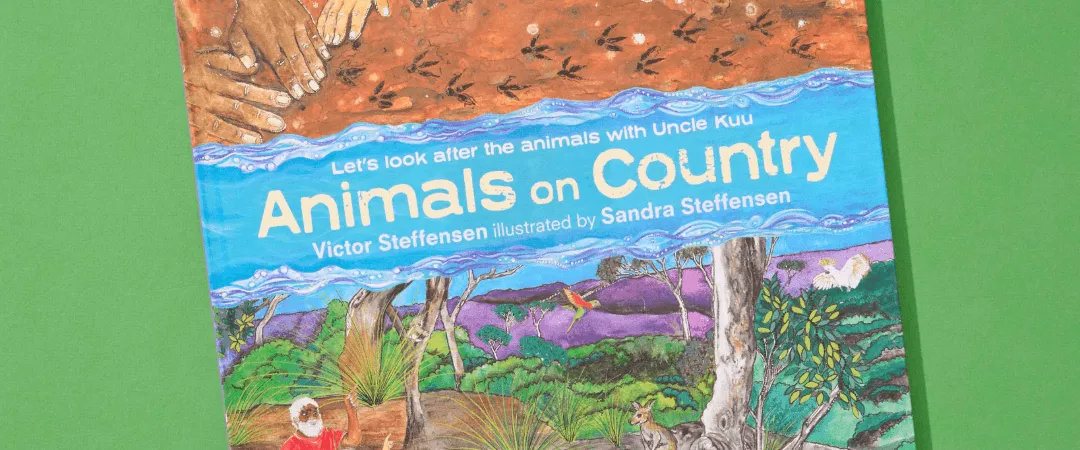 Green background with a book featured