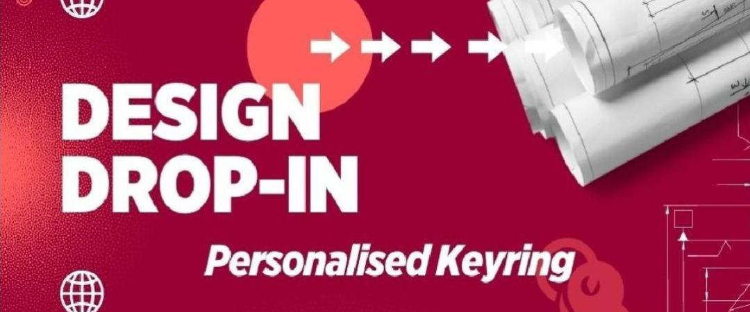 Text "Design Drop-In" against red background