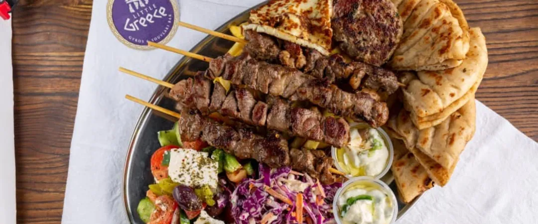 Souvlaki and salad