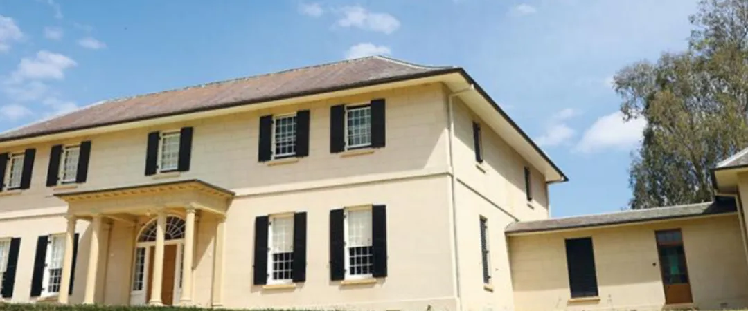 view of front entrance of Old Government House in Parramatta Park 