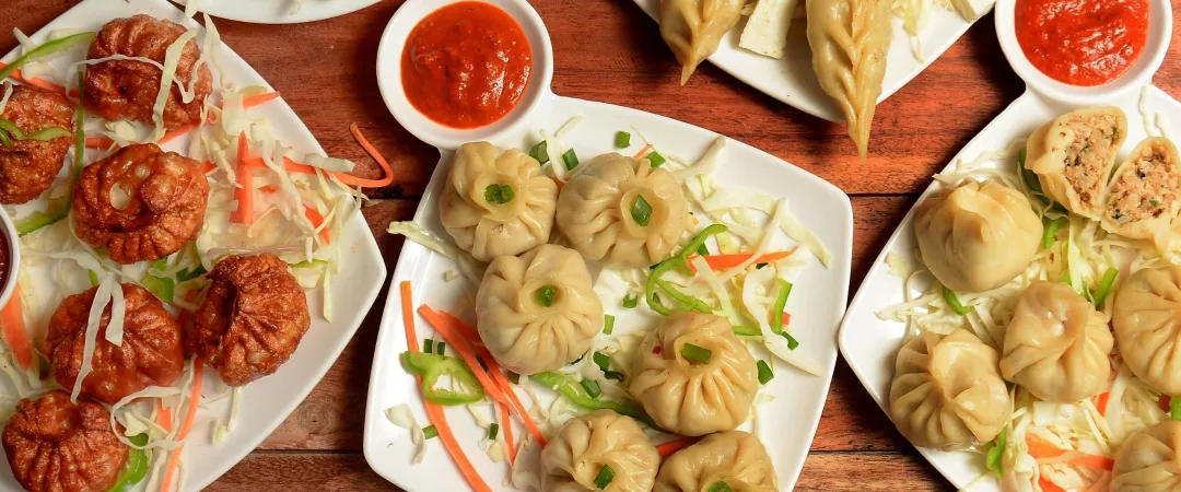 Platters of Nepalese Dumplings called momos