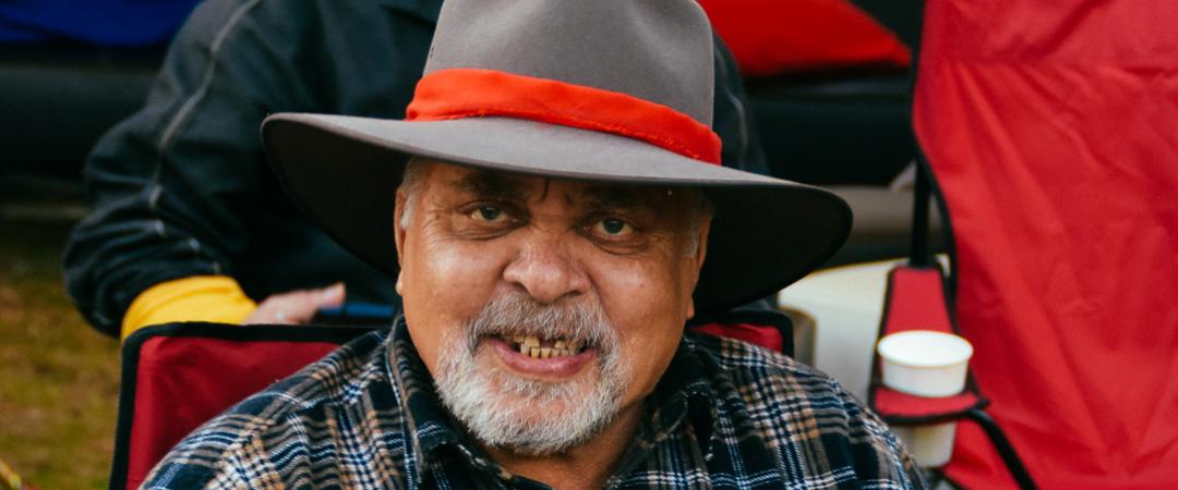 First Nations man looking directly at the camera