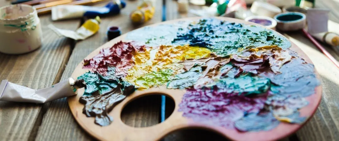 paint palette with colourful paints